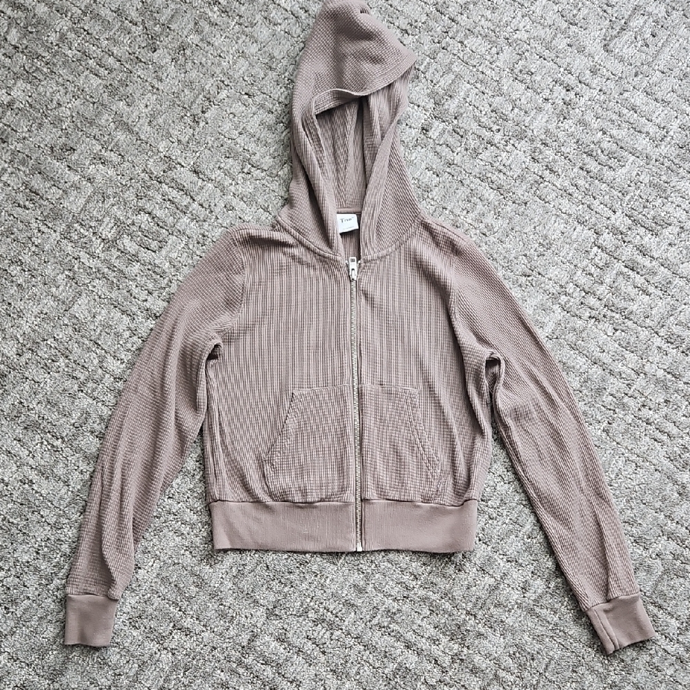 TNA Taupe Waffle Knit Hoodie